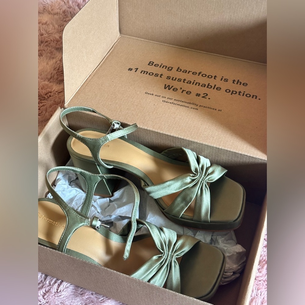 Reformation Maize Platform Sandals Artichoke Green Summer Sandal
